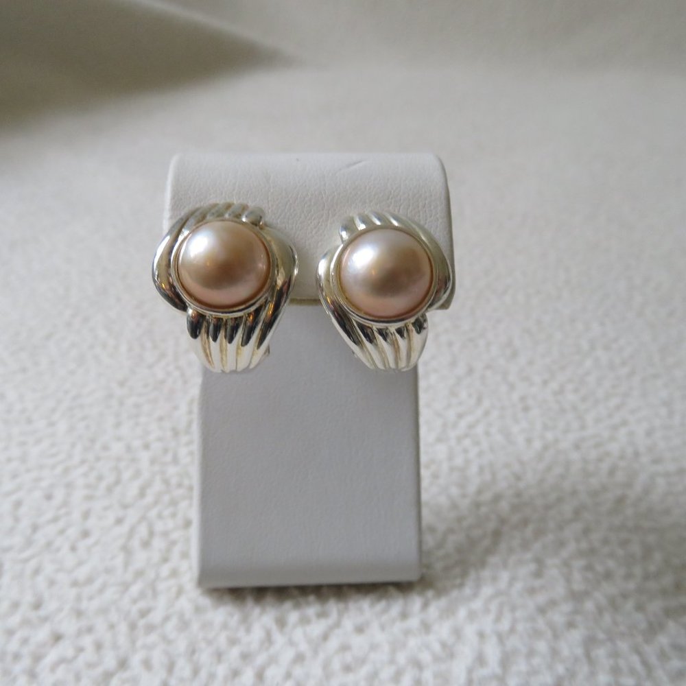 Champagne Mabe Pearl Earrings View 4